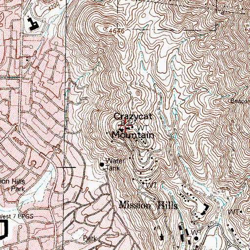 Topographic Map of Crazycat Mountain, TX