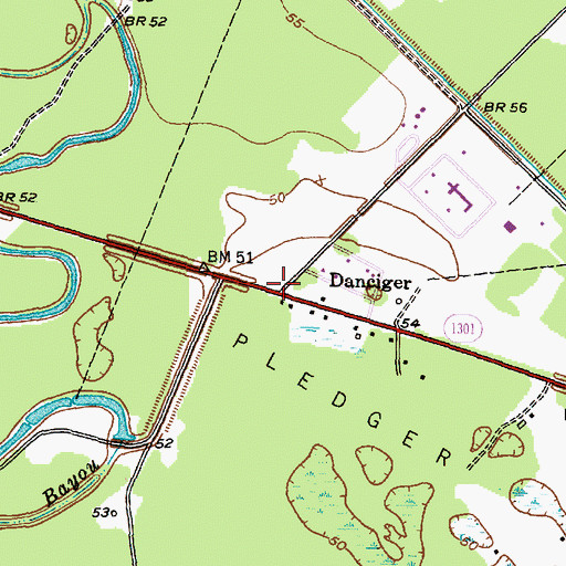 Topographic Map of Danciger, TX