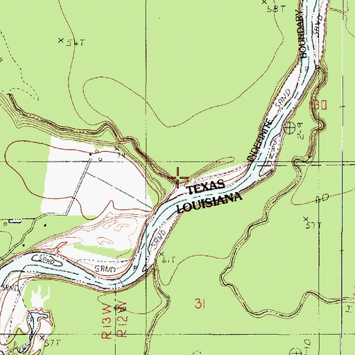 Topographic Map of Davis Creek, TX