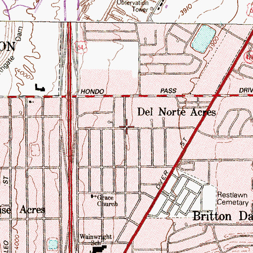 Topographic Map of Del Norte Acres, TX