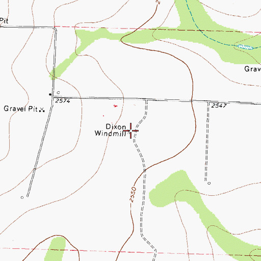 Topographic Map of Dixon Windmill, TX