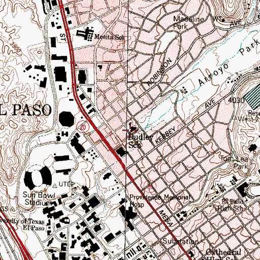 Topographic Map of Dudley School, TX