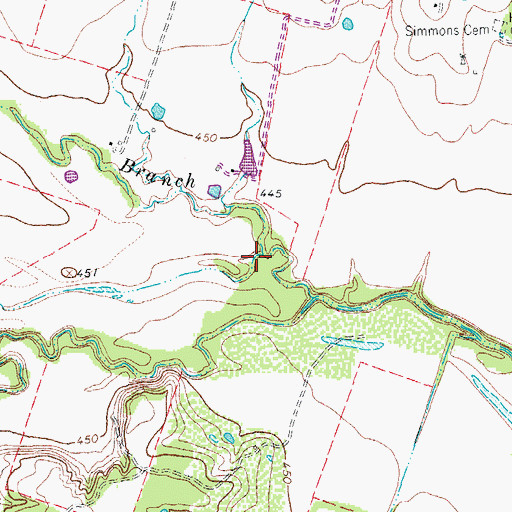 Topographic Map of Flag Branch, TX