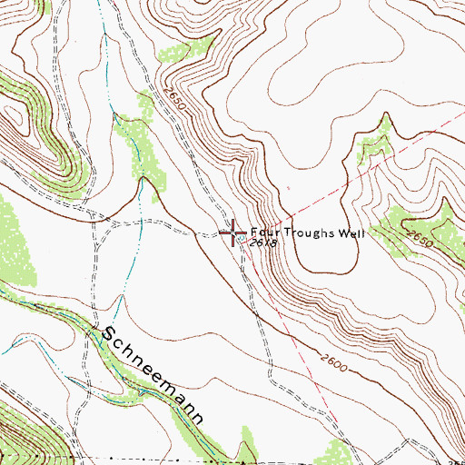Topographic Map of Four Troughs Well, TX