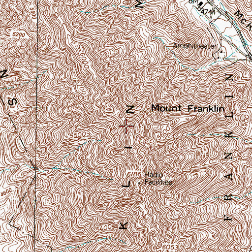 Topographic Map of Mount Franklin, TX