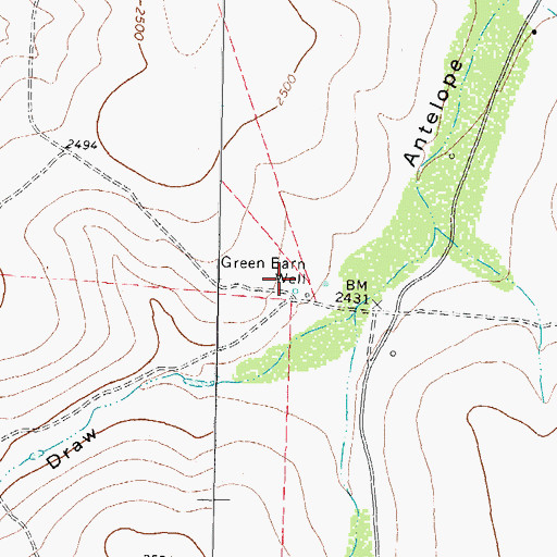 Topographic Map of Green Barn Well, TX