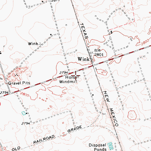 Topographic Map of Horse Windmill, TX