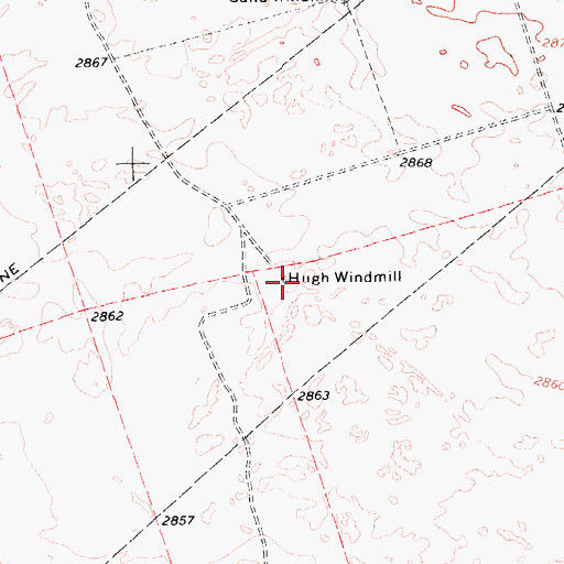 Topographic Map of Hugh Windmill, TX