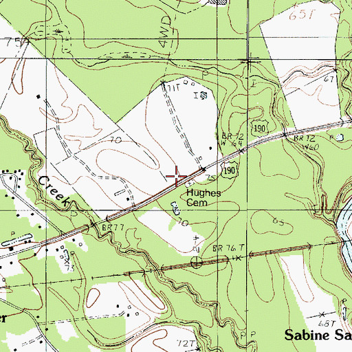 Topographic Map of Hughes Cemetery, TX