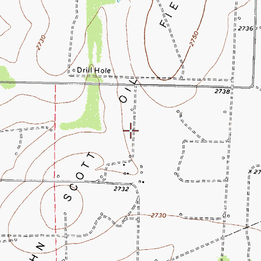 Topographic Map of John Scott Oil Field, TX