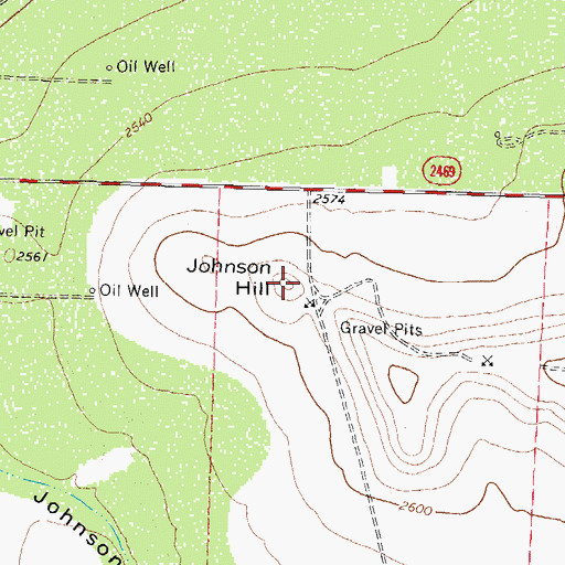Topographic Map of Johnson Hill, TX