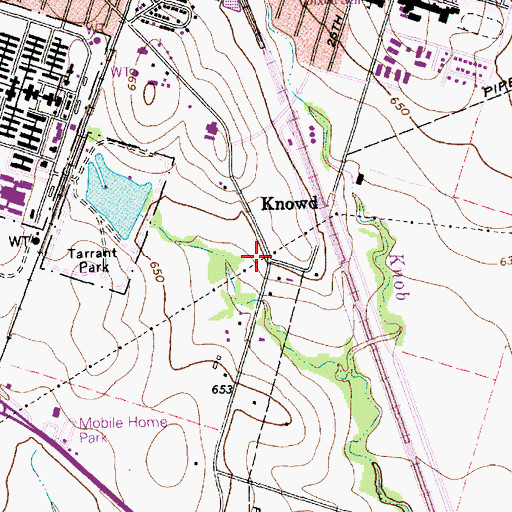 Topographic Map of Knowd, TX