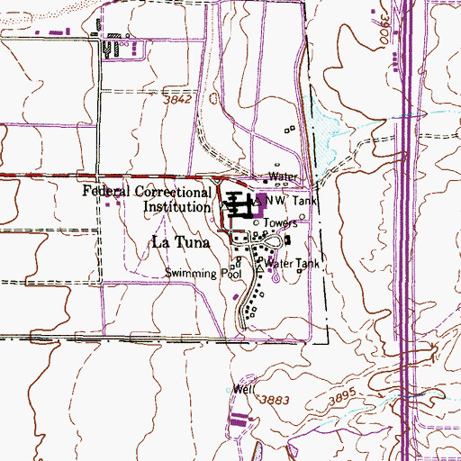 Topographic Map of La Tuna, TX