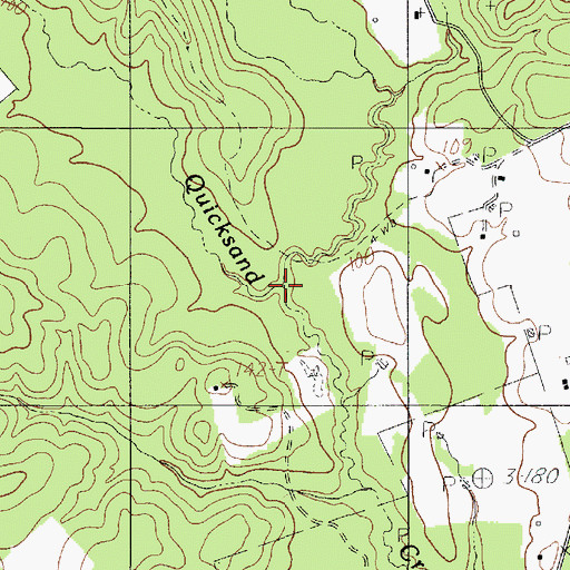 Topographic Map of Little Quicksand Creek, TX
