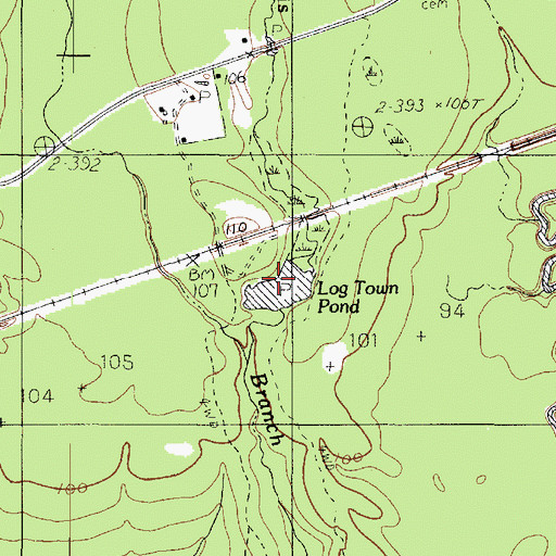 Topographic Map of Log Town Pond, TX