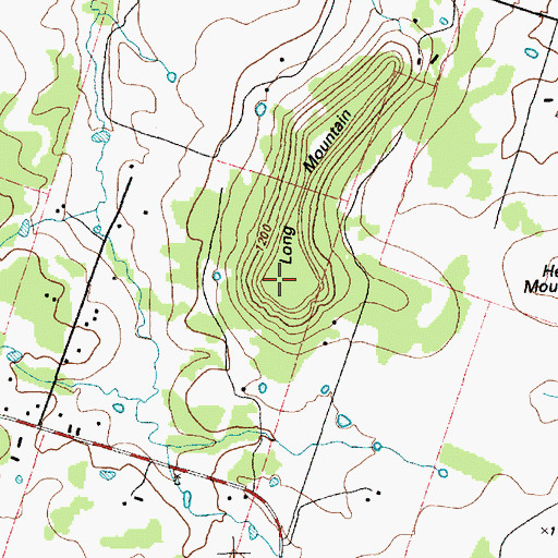 Topographic Map of Long Mountain, TX