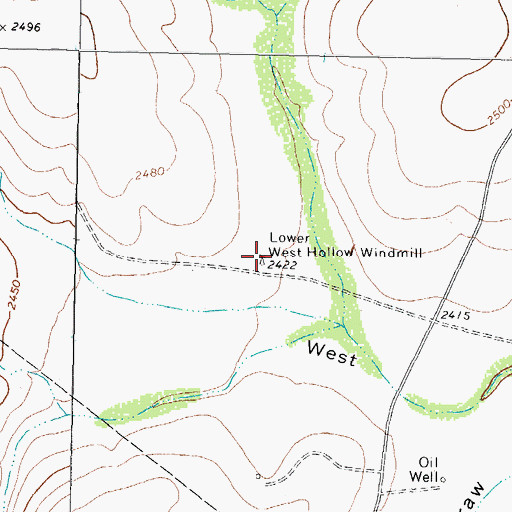 Topographic Map of Lower West Hollow Windmill, TX