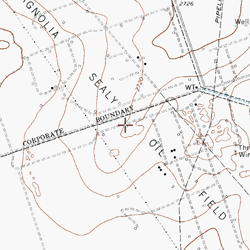 Topographic Map of Magnolia Sealy Oil Field, TX