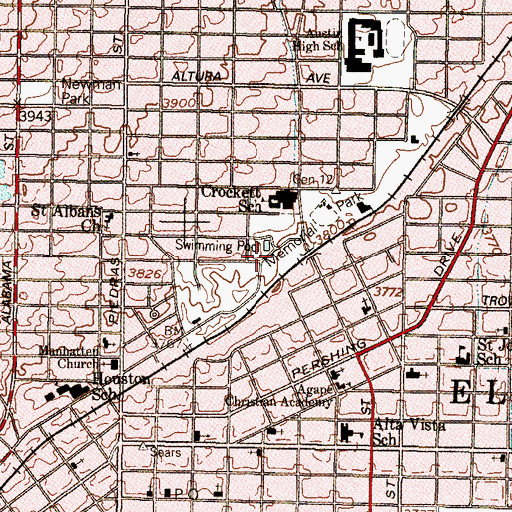 Topographic Map of Memorial Park, TX