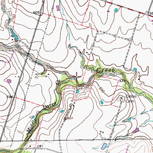 Topographic Map of Middle Darrs Creek, TX