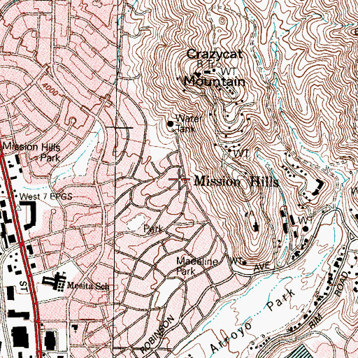Topographic Map of Mission Hills, TX