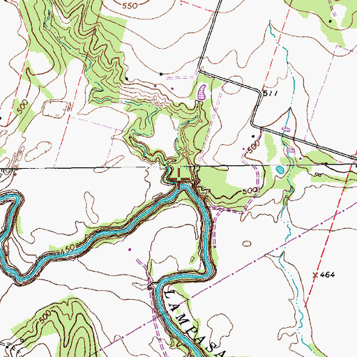 Topographic Map of Mitchell Branch, TX