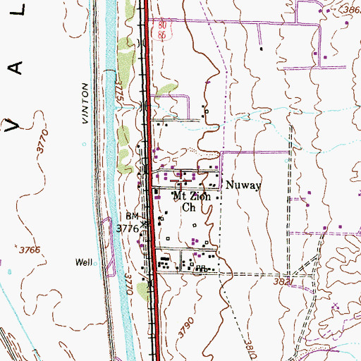 Topographic Map of Mount Zion Church, TX