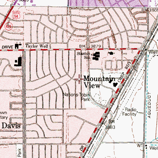 Topographic Map of Mountain View, TX