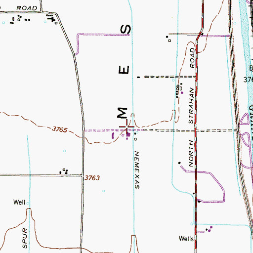 Topographic Map of Nemexas Drain, TX