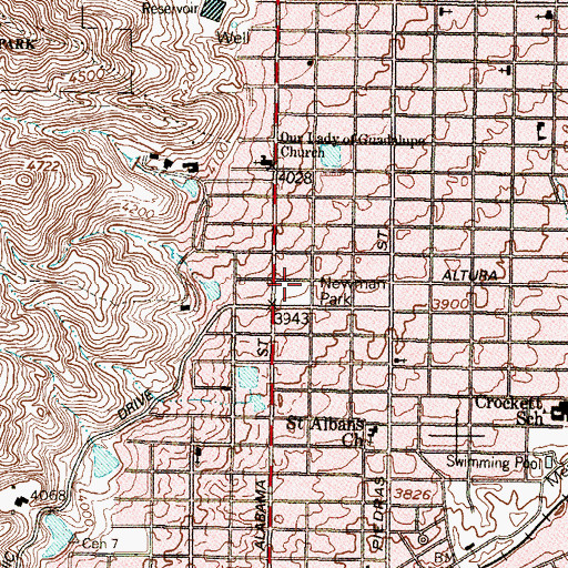 Topographic Map of Newman Park, TX