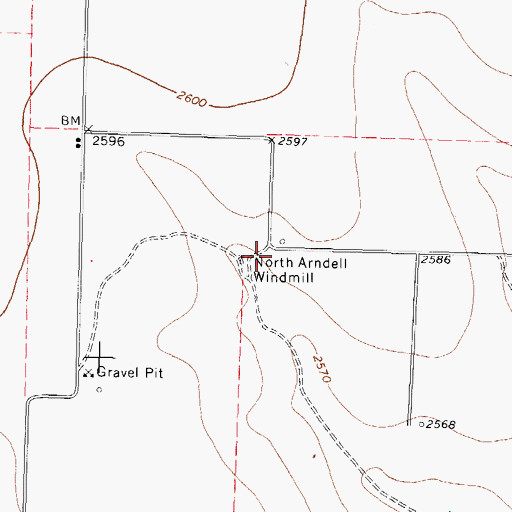 Topographic Map of North Arndell Windmill, TX