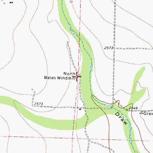 Topographic Map of North Bates Windmill, TX
