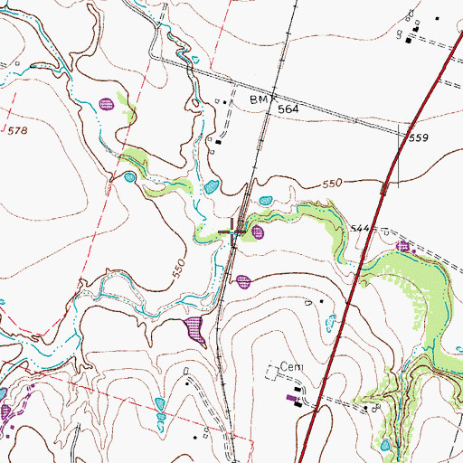 Topographic Map of North Fork Indian Creek, TX