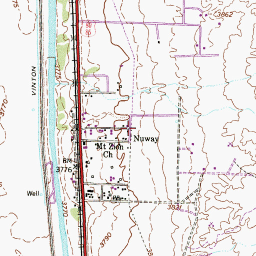 Topographic Map of Nuway, TX