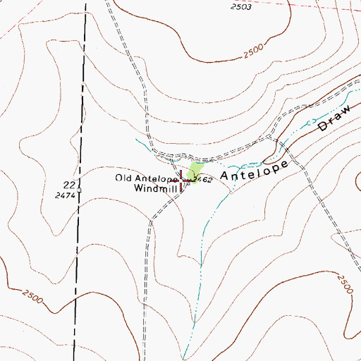 Topographic Map of Old Antelope Windmill, TX