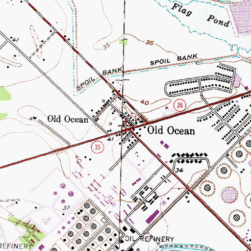 Topographic Map of Old Ocean, TX