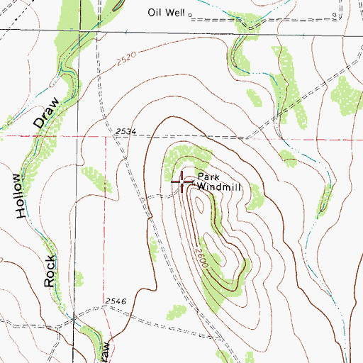 Topographic Map of Park Windmill, TX