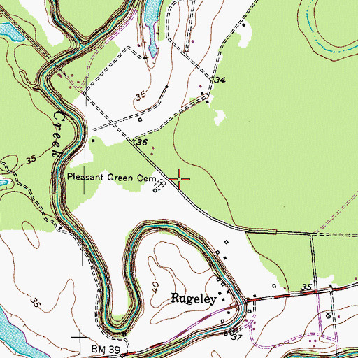 Topographic Map of Pleasant Green Cemetery, TX