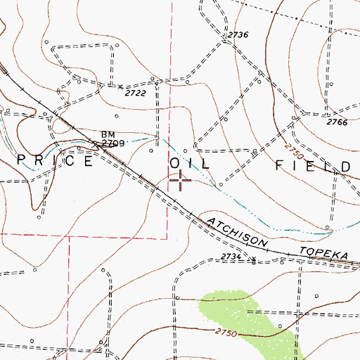 Topographic Map of Price Oil Field, TX