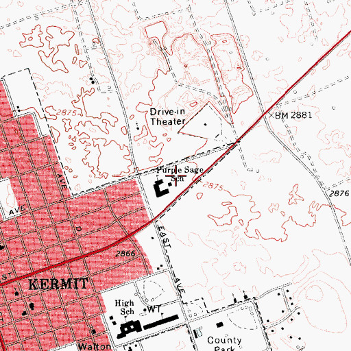 Topographic Map of Kermit Elementary School, TX