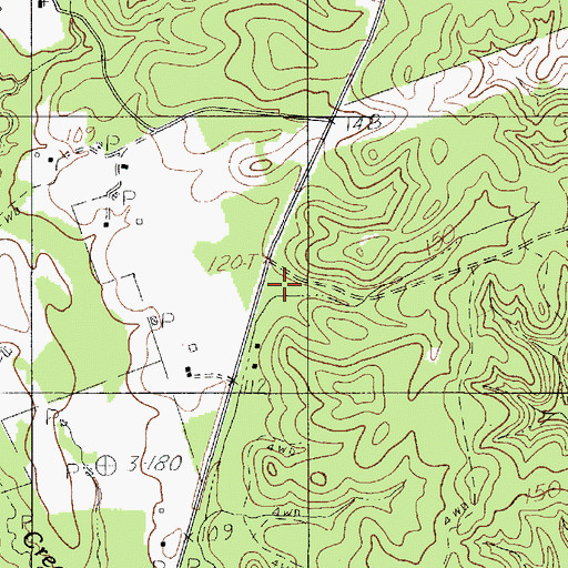 Topographic Map of Quicksand Church, TX
