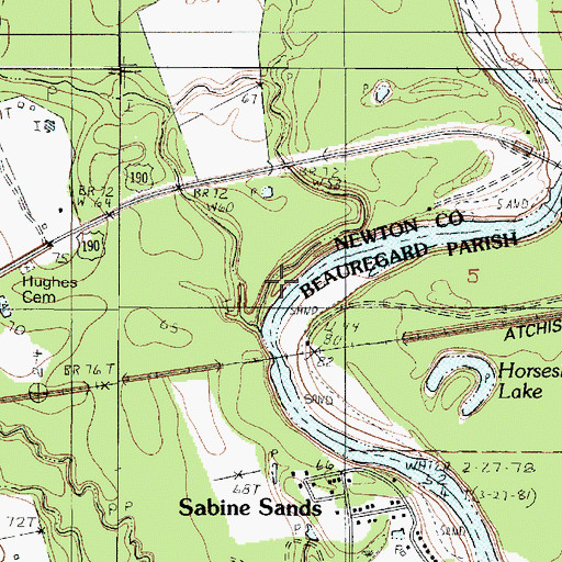 Topographic Map of Quicksand Creek, TX