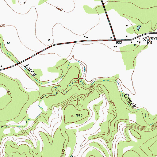 Topographic Map of Road Hollow Creek, TX
