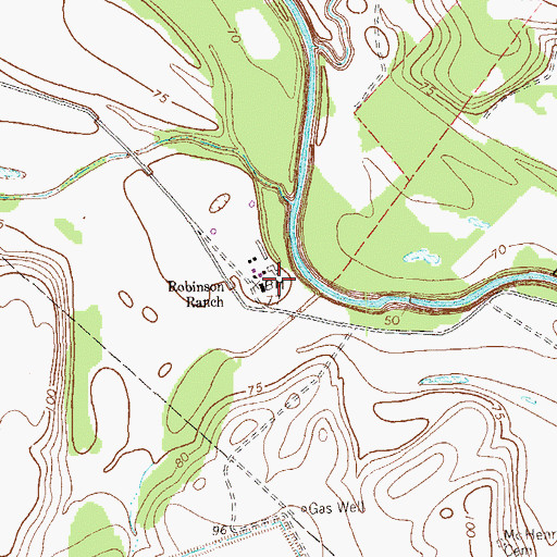 Topographic Map of Robinson Ranch, TX