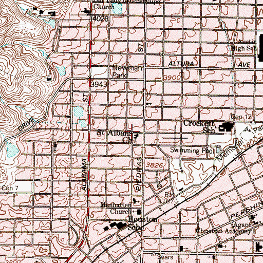 Topographic Map of Saint Albans Church, TX