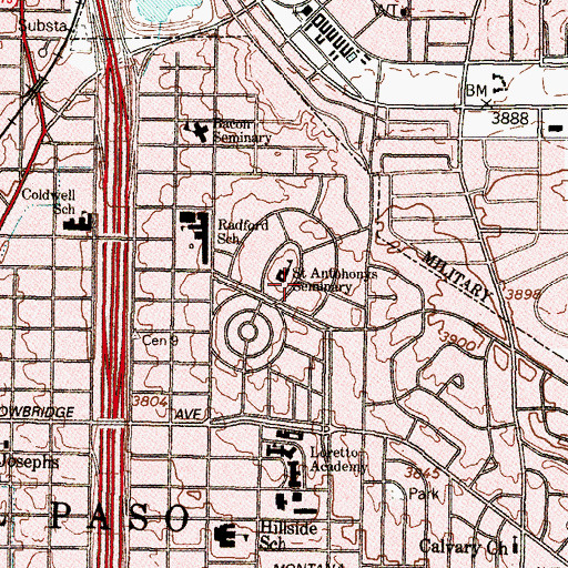 Topographic Map of Saint Anthony Seminary, TX