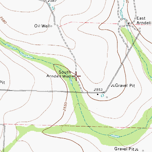 Topographic Map of South Arndell Well, TX