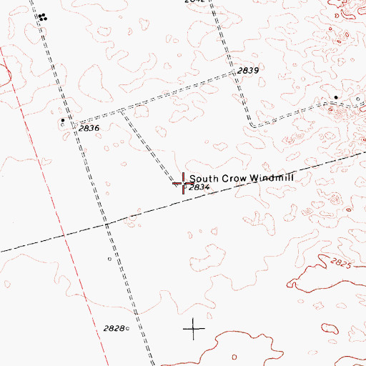 Topographic Map of South Crow Windmill, TX