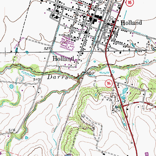 Topographic Map of South Darrs Creek, TX