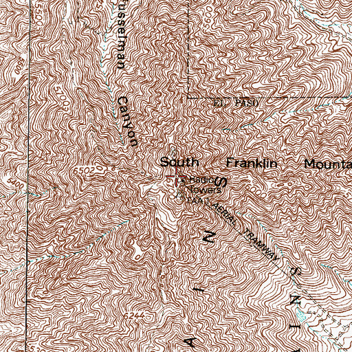 Topographic Map of South Franklin Mountain, TX